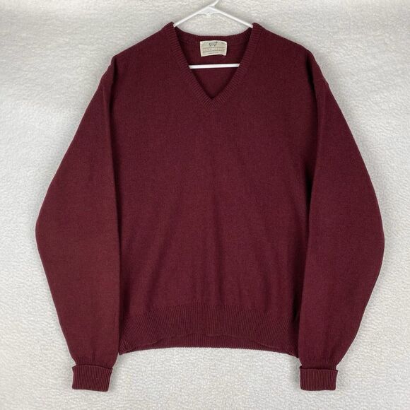 Vintage Lord‎ Jeff Sweater Mens Size XL Red Virgin Lambs Wool V Neck Long Sleeve - Picture 1 of 13